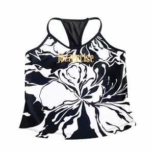 Vintage Jazzercise Floral Athletic Workout Dance Tank Top Activewear Abstract L